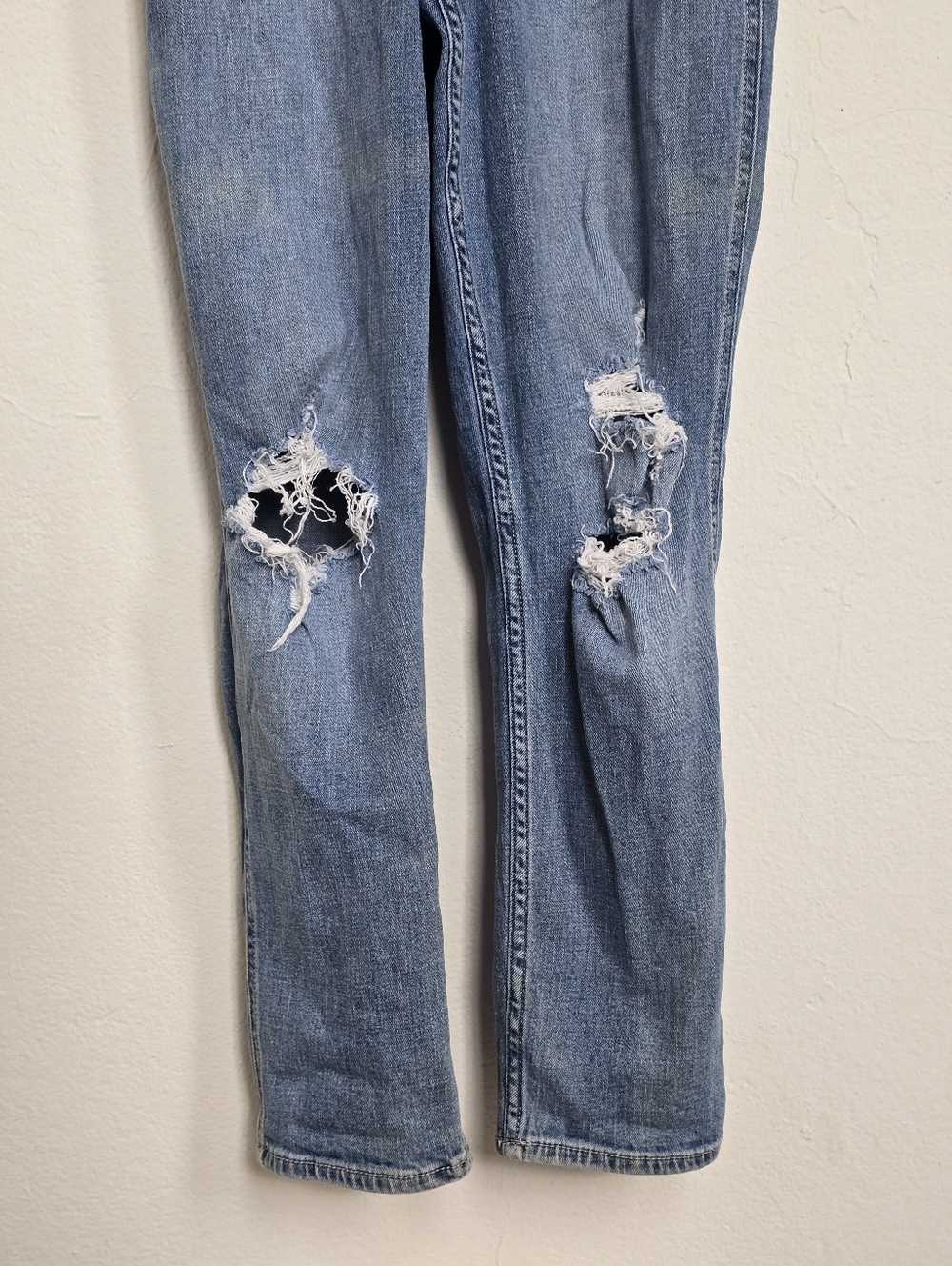 Hollister XS Distressed Denim Overalls Light Wash Skinny Fit - Picture 5 of 15